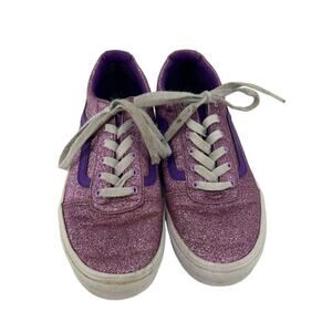 Vans Ward Glitter Low-Top Old Skool Sneakers Girls Purple Size Missy 4 Play